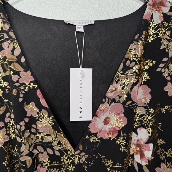 NEW Baltic Born Lynlee Black Metallic Floral Women’s V Neck Maxi Dress Sz 3X - Picture 5 of 14